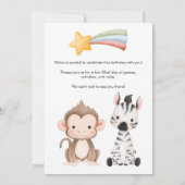 かわいいサファリの赤ちゃん動物の誕生日パーティーへの招待状 招待状 (裏面)