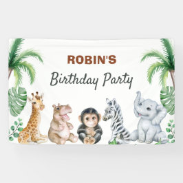 かわいいサファリの赤ちゃん動物 横断幕