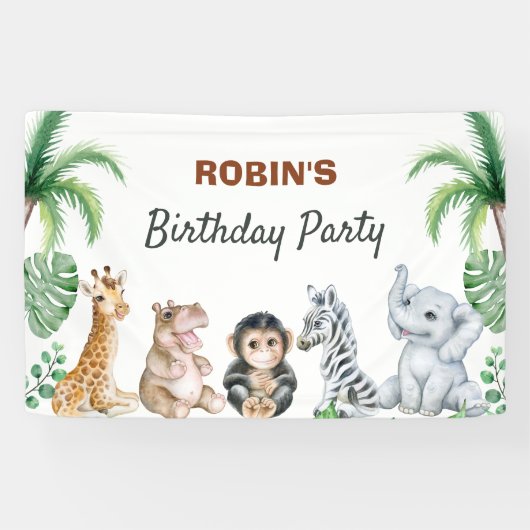 かわいいサファリの赤ちゃん動物 横断幕 (横)