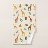 かわいいサファリアをテーマにしたキリンベージュ部族  バスタオルセット (ハンドタオル)