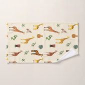 かわいいサファリアをテーマにしたキリンベージュ部族  バスタオルセット (ハンドタオル)