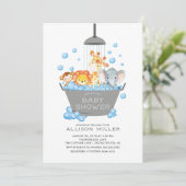 かわいいサファリアニマルズシャワーベビー招待状 招待状 (スタンド正面)