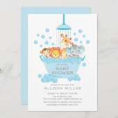 かわいいサファリアニマルズシャワーボーイズベビー招待状 招待状 (正面/裏面)