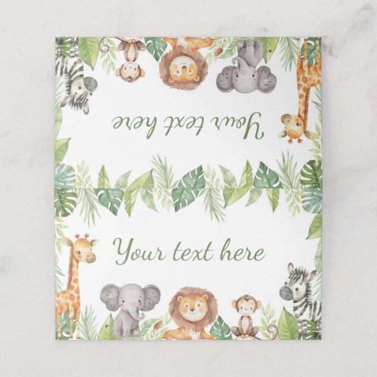 かわいいサファリアニマルズバースデーパーティー座席表 プレイスカード (外部開封)