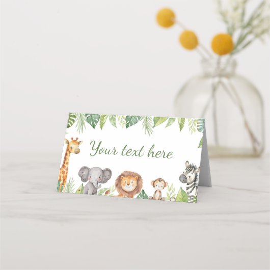 かわいいサファリアニマルズバースデーパーティー座席表 プレイスカード (正面)