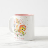 かわいいサファリアニマルズ水彩赤面ピンクフローラ ツートーンマグカップ (正面左)