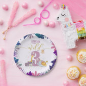 かわいいサファリアニマルヤングワイルド&3ガール誕生日 ペーパープレート (パーティー)