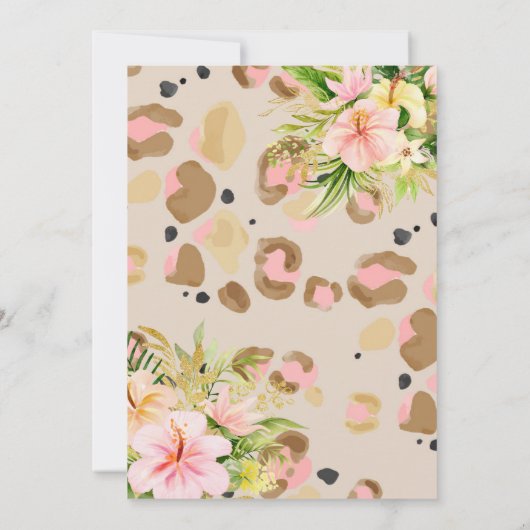 かわいいサファリアニマルワイルドワンガールファースト誕生日 招待状 (裏面)