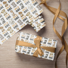 かわいいサファリアニマルワイルドワン ラッピングペーパー