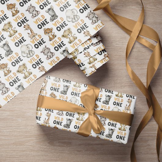 かわいいサファリアニマルワイルドワン ラッピングペーパー