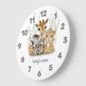 かわいいサファリアニマル子供部屋デコールウォールクロック ラージ壁時計 (傾斜)