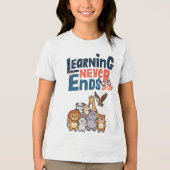 かわいいサファリアニマル教師デザイン トライブレンドTシャツ (正面)