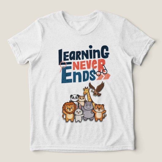 かわいいサファリアニマル教師デザイン トライブレンドTシャツ (デザイン正面)