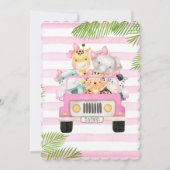 かわいいサファリエレファント&フレンズ女の子ベビーシャワー 招待状 (裏面)