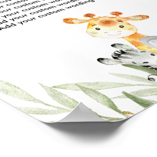 かわいいサファリカスタムの動物の緑が自分で作る ポスター (角)