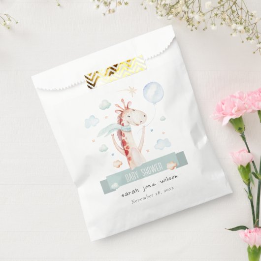 かわいいサファリキリン星雲バルーンベビーシャワー フェイバーバッグ (封をした状態)