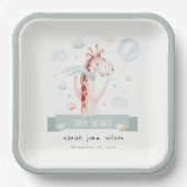 かわいいサファリキリン星雲バルーンベビーシャワー ペーパープレート (正面)