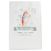 かわいいサファリキリン星雲バルーンベビーシャワー ミディアムペーパーバッグ (正面)