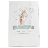 かわいいサファリキリン星雲バルーンベビーシャワー ミディアムペーパーバッグ (裏面)