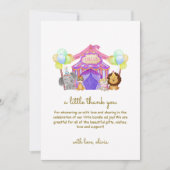 かわいいサファリサーカスカーニバルバルーンベビーシャワー サンキューカード (正面)