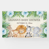 かわいいサファリジャングルの動物の男の子のバースデー 横断幕 (横)