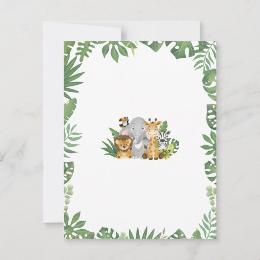 かわいいサファリジャングルの赤ちゃん動物たち サンキューカード (裏面)