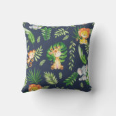 かわいいサファリジャングルアニマルズグリーンリーボーイ子供部屋 クッション (裏面)