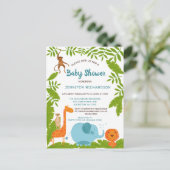 かわいいサファリジャングルアニマルベビーシャワー招待状 ポストカード (スタンド正面)
