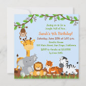 かわいいサファリジャングルバースデーパーティ招待状 招待状 (正面)