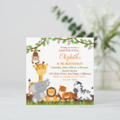 かわいいサファリジャングルバースデーパーティ招待状 招待状 (スタンド正面)