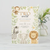 かわいいサファリジャングルベビーアニマルズ誕生日 招待状 (スタンド正面)