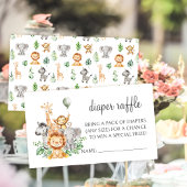 かわいいサファリジャングルベビーシャワーおむつラッフルカード エンクロージャーカード