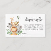 かわいいサファリジャングルベビーシャワーおむつラッフルカード エンクロージャーカード (正面)