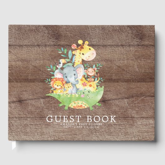 かわいいサファリジャングルベビーシャワーゲストブック ゲストブック (正面)