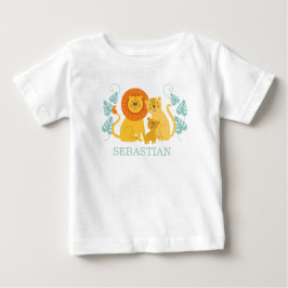 かわいいサファリジャングルライオンの少年 ベビーTシャツ