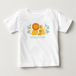 かわいいサファリジャングルライオンの少年 ベビーTシャツ