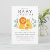 かわいいサファリジャングルライオンバーチャルボーイベビーシャワー 招待状 (スタンド正面)