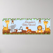 かわいいサファリジャングル動物の少年の赤ちゃんシャワーのバナー ポスター (正面)
