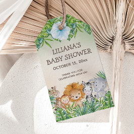 かわいいサファリジャングル動物の男の子の赤ちゃんシャワー ギフトタグ