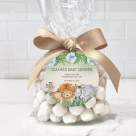 かわいいサファリジャングル動物の男の子の赤ちゃんシャワー フェイバータグ