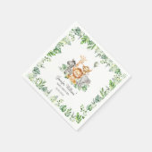 かわいいサファリジャングル動物の緑の赤ちゃんシャワー スタンダードカクテルナプキン (角)