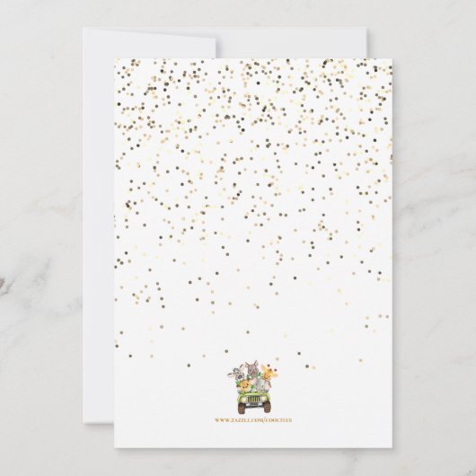 かわいいサファリジャングル動物の誕生日パーティー 招待状 (裏面)