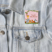 かわいいサファリジャングル動物ガールベビーシャワーボタン 缶バッジ (インサイチュ)