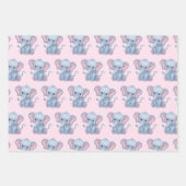 かわいいサファリジャングル動物ゾウ虎キリン ラッピングペーパーシート (正面3)