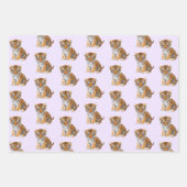 かわいいサファリジャングル動物ゾウ虎キリン ラッピングペーパーシート (正面2)