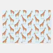 かわいいサファリジャングル動物ゾウ虎キリン ラッピングペーパーシート (正面)