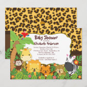 かわいいサファリジャングル動物ベイビーシャワー招待状 招待状 (正面/裏面)