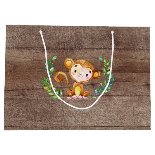 かわいいサファリジャングル動物ベビーシャワー抱き枕 ラージペーパーバッグ (裏面)