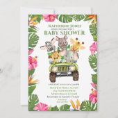 かわいいサファリジャングル動物ベビーシャワー招待状 招待状 (正面)