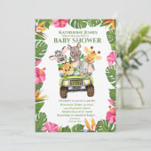 かわいいサファリジャングル動物ベビーシャワー招待状 招待状 (スタンド正面)